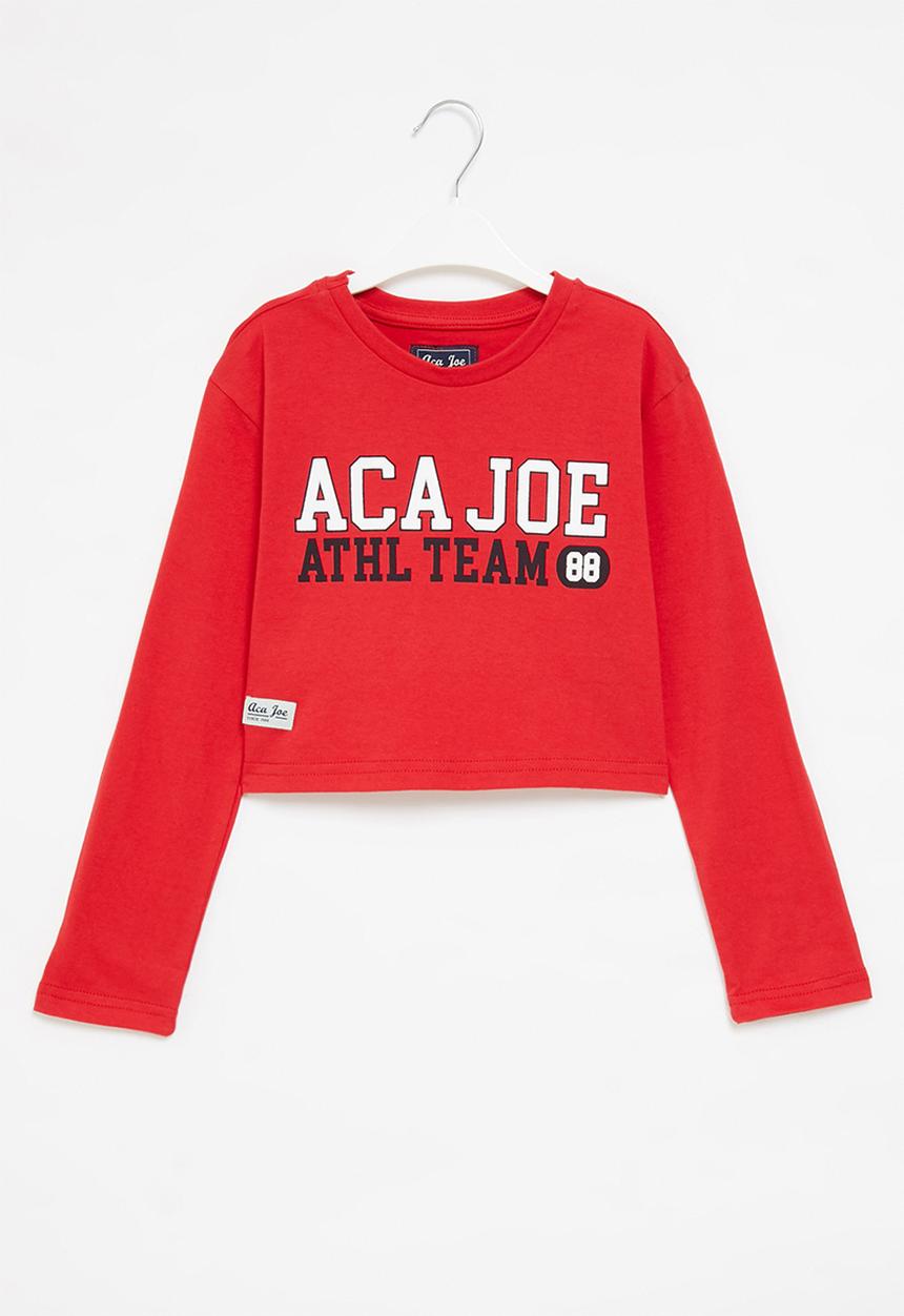 Aca Joe - Aca joe embroidered cropped  tee - red