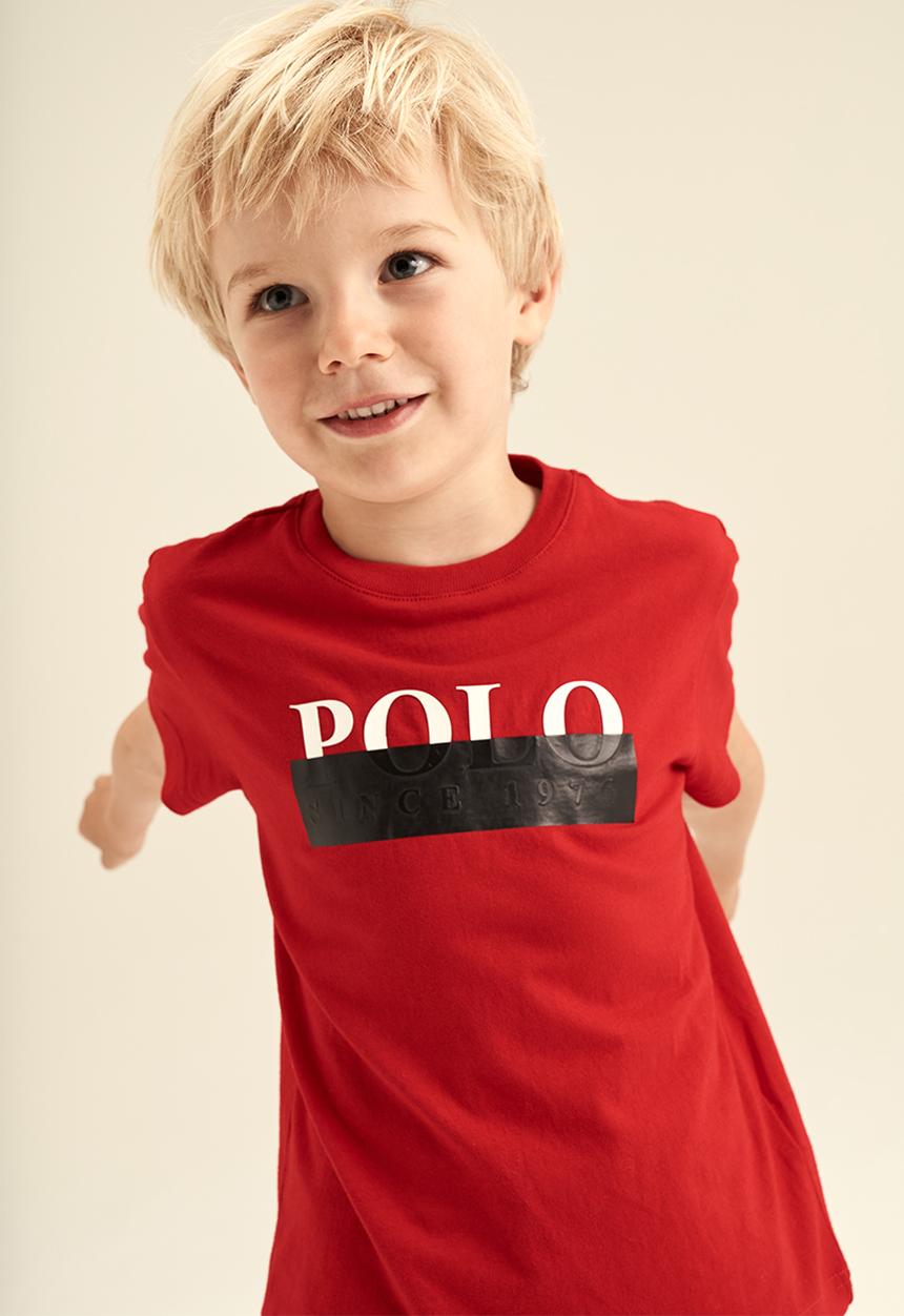 POLO - Boys printed short sleeve tee - red