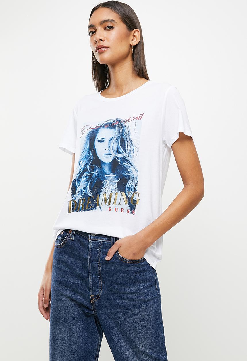 GUESS - Short sleeve dreaming easy tee - true white