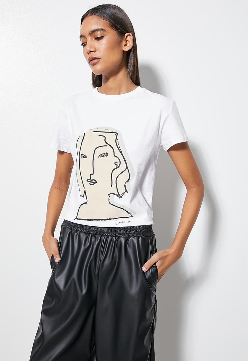 Superbalist - White face printed tee -  white