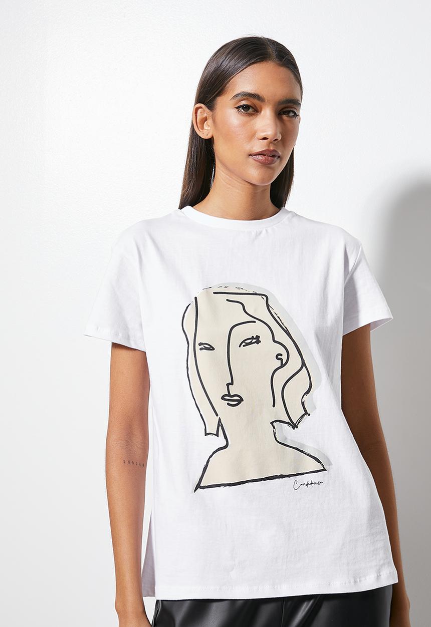 Superbalist - White face printed tee -  white