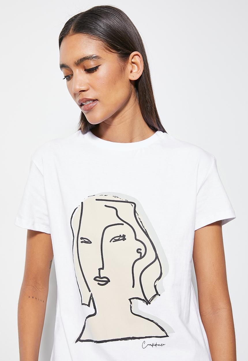Superbalist - White face printed tee -  white