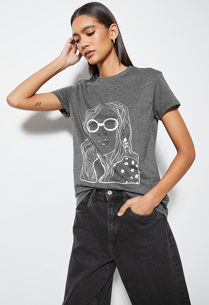 Superbalist - Relaxed printed tee -  charcoal