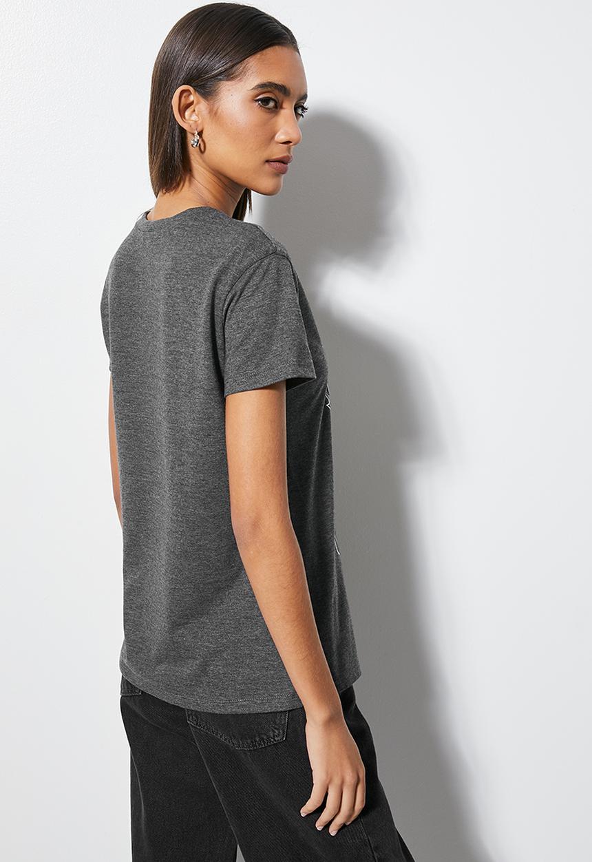 Superbalist - Relaxed printed tee -  charcoal