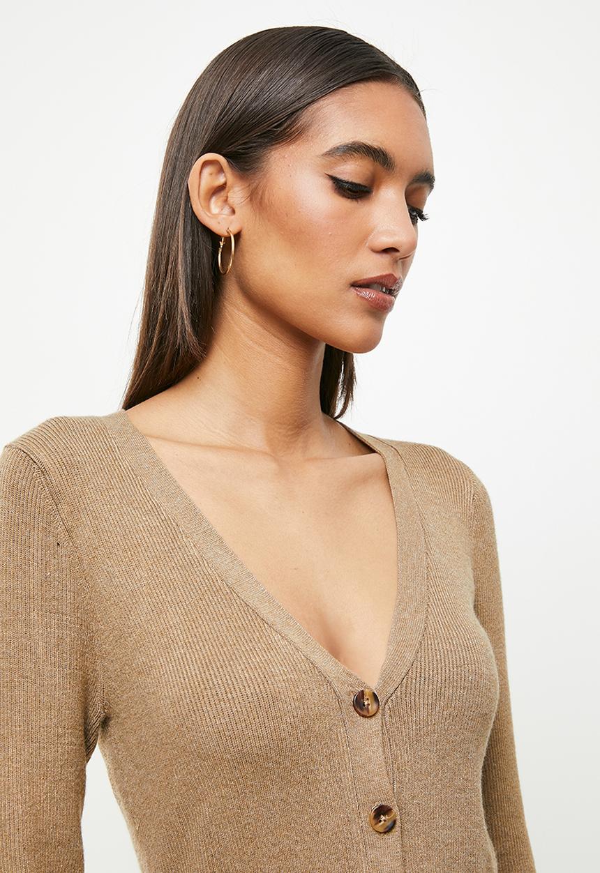 GUESS - Long sleeve luis cardigan belted dress - beach tan