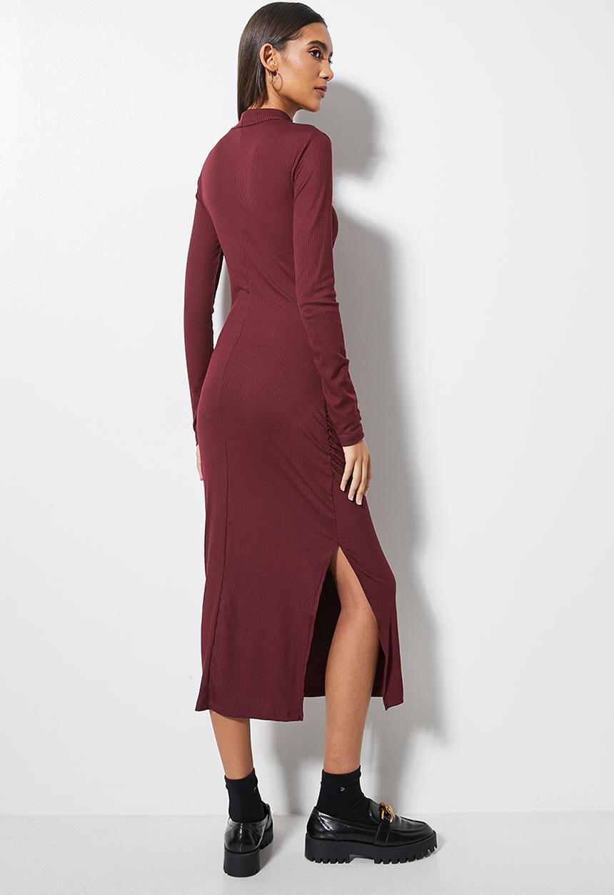 Superbalist - Ruched bodycon - windsor wine