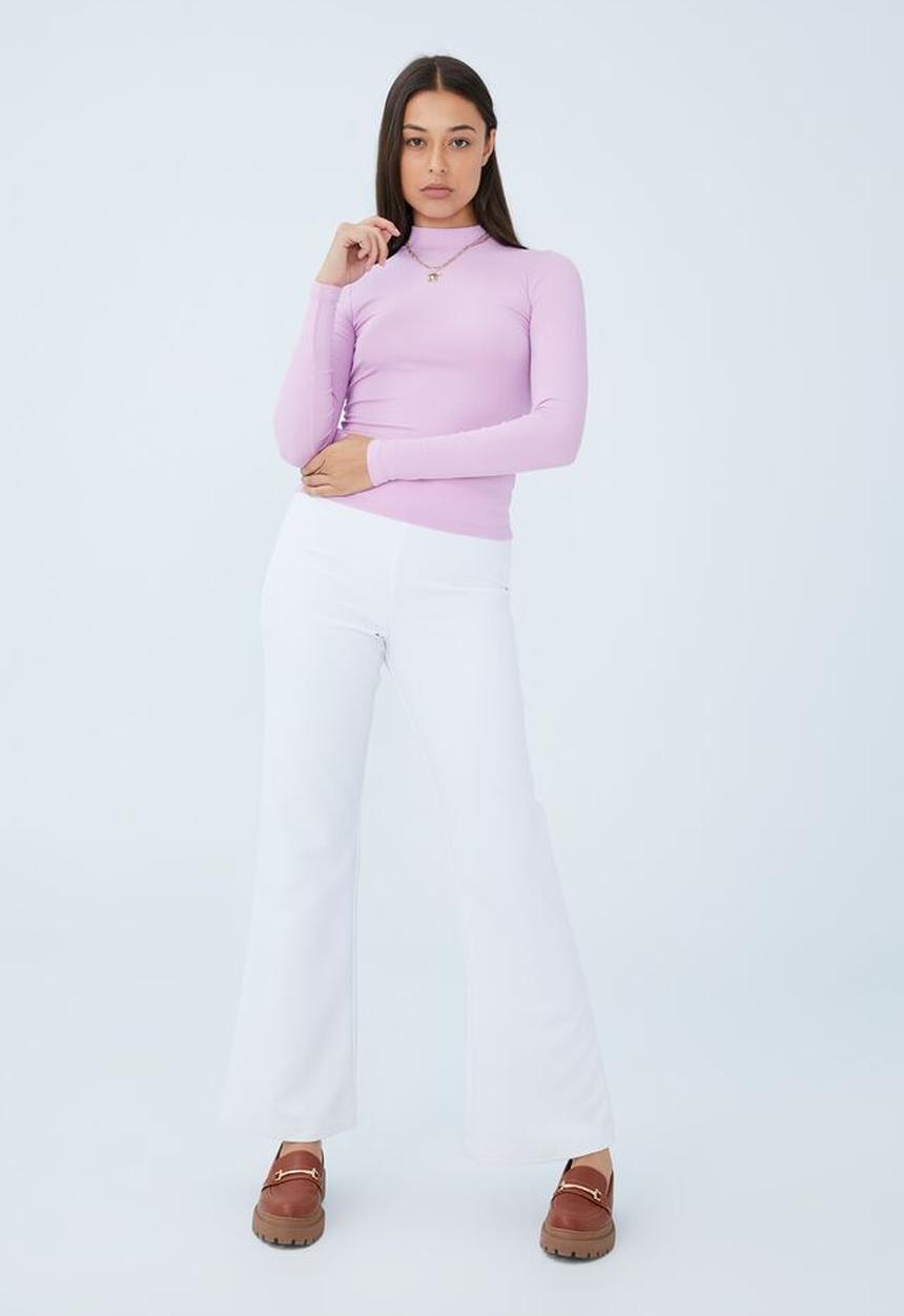 Cotton On - Staple rib mock neck long sleeve top - poppy pink