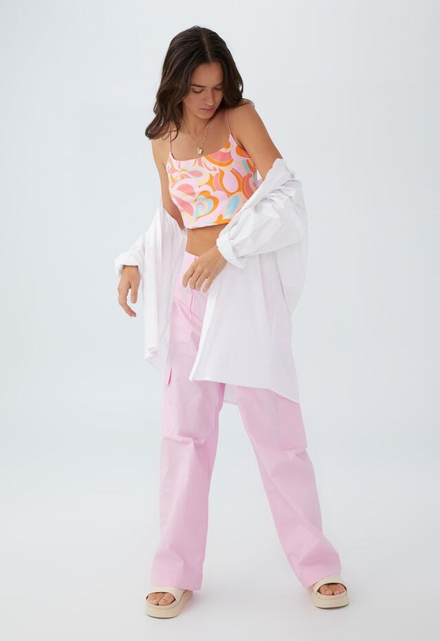 Cotton On - Eden scoop neck elastic strap cami - serena swirl pop pink