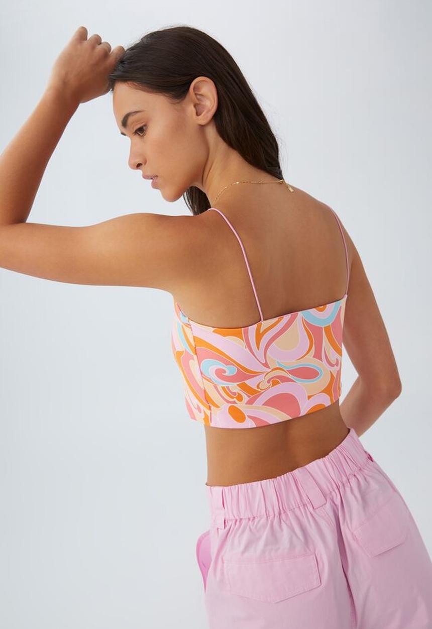 Cotton On - Eden scoop neck elastic strap cami - serena swirl pop pink
