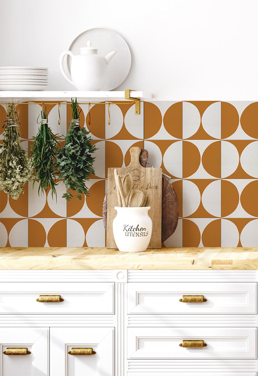 Robin Sprong - 20 Breeze wall tile stickers - mustard