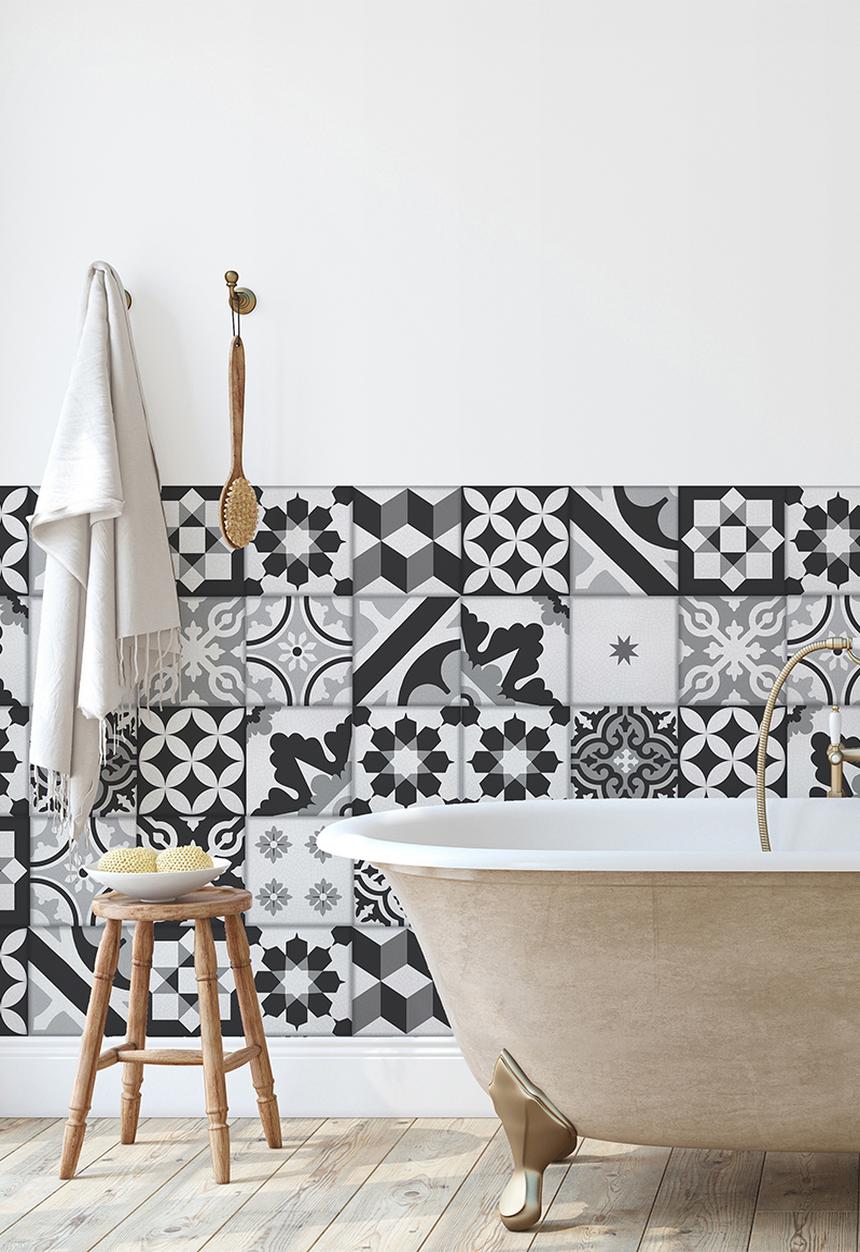 Robin Sprong - 20 Marrakesh wall tile stickers - black