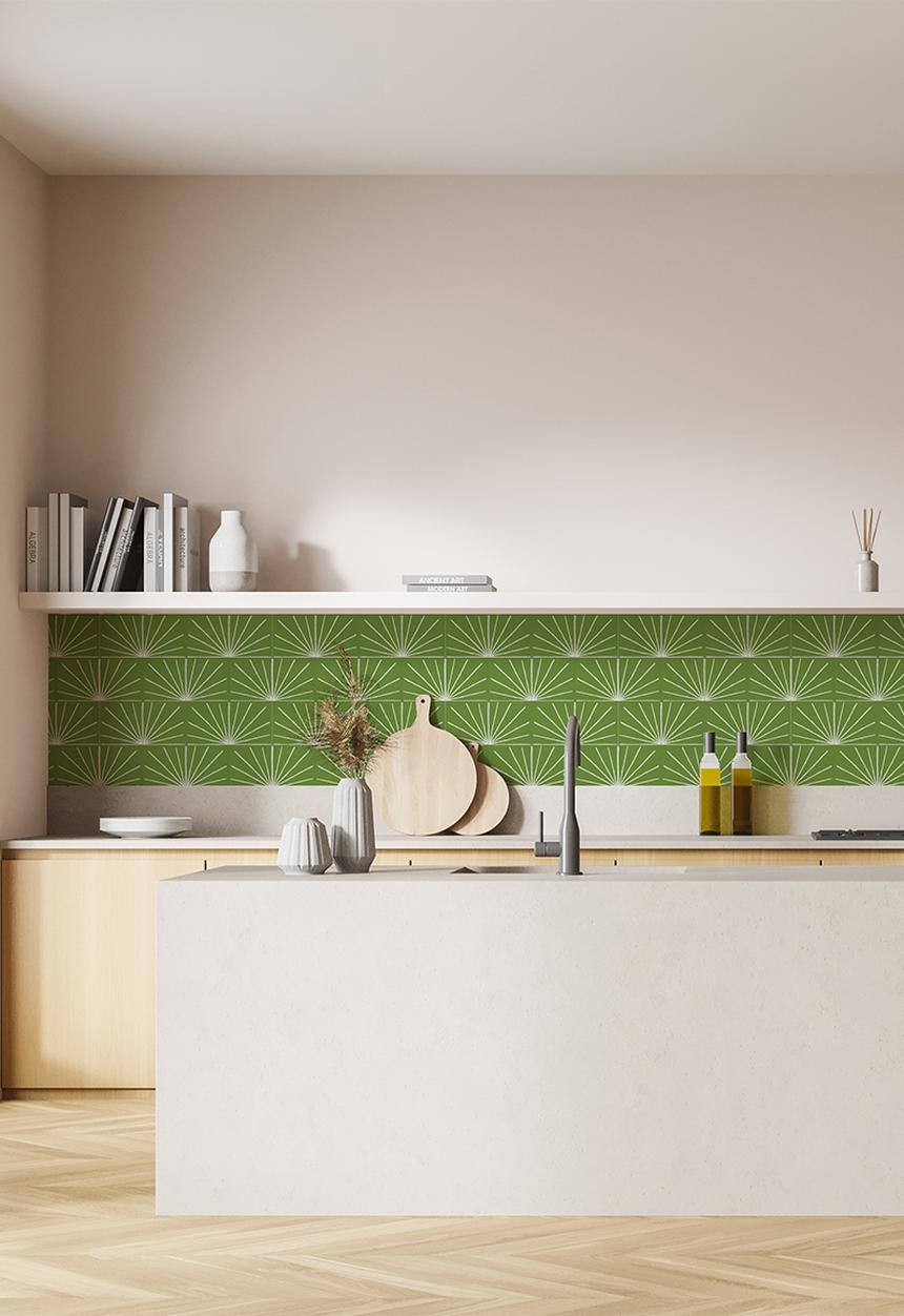 Robin Sprong - 20 Palmetto wall tile stickers - green