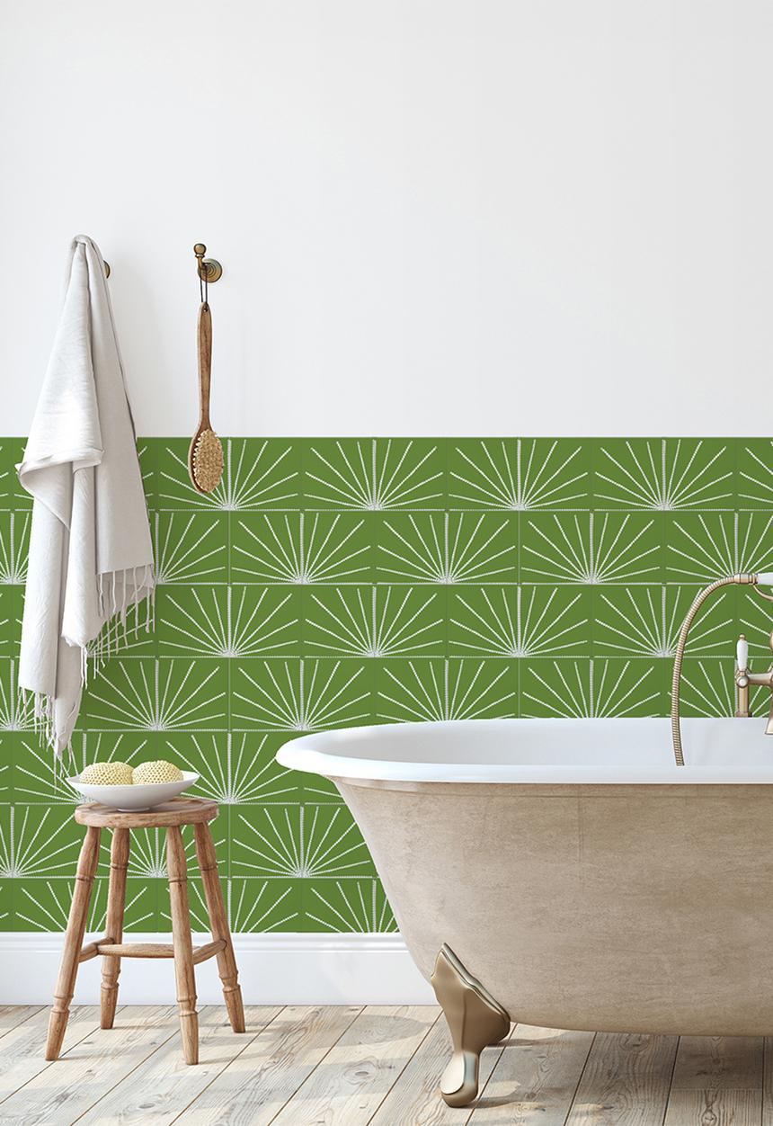 Robin Sprong - 20 Palmetto wall tile stickers - green