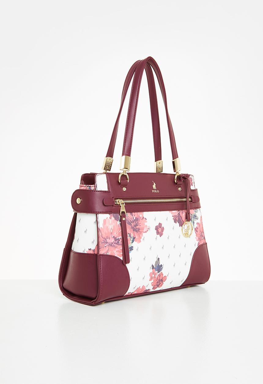 POLO - Floral shopper bag - berry