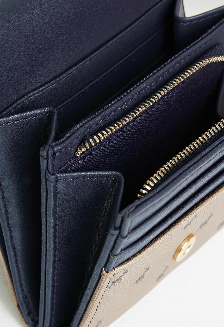 POLO - Colourblock compact clutch purse - camel & navy 