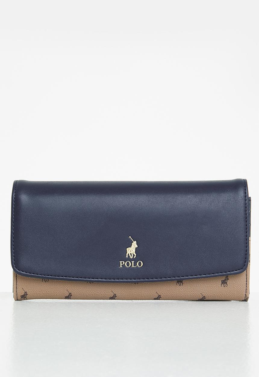 POLO - Colourblock clutch purse - camel & navy 