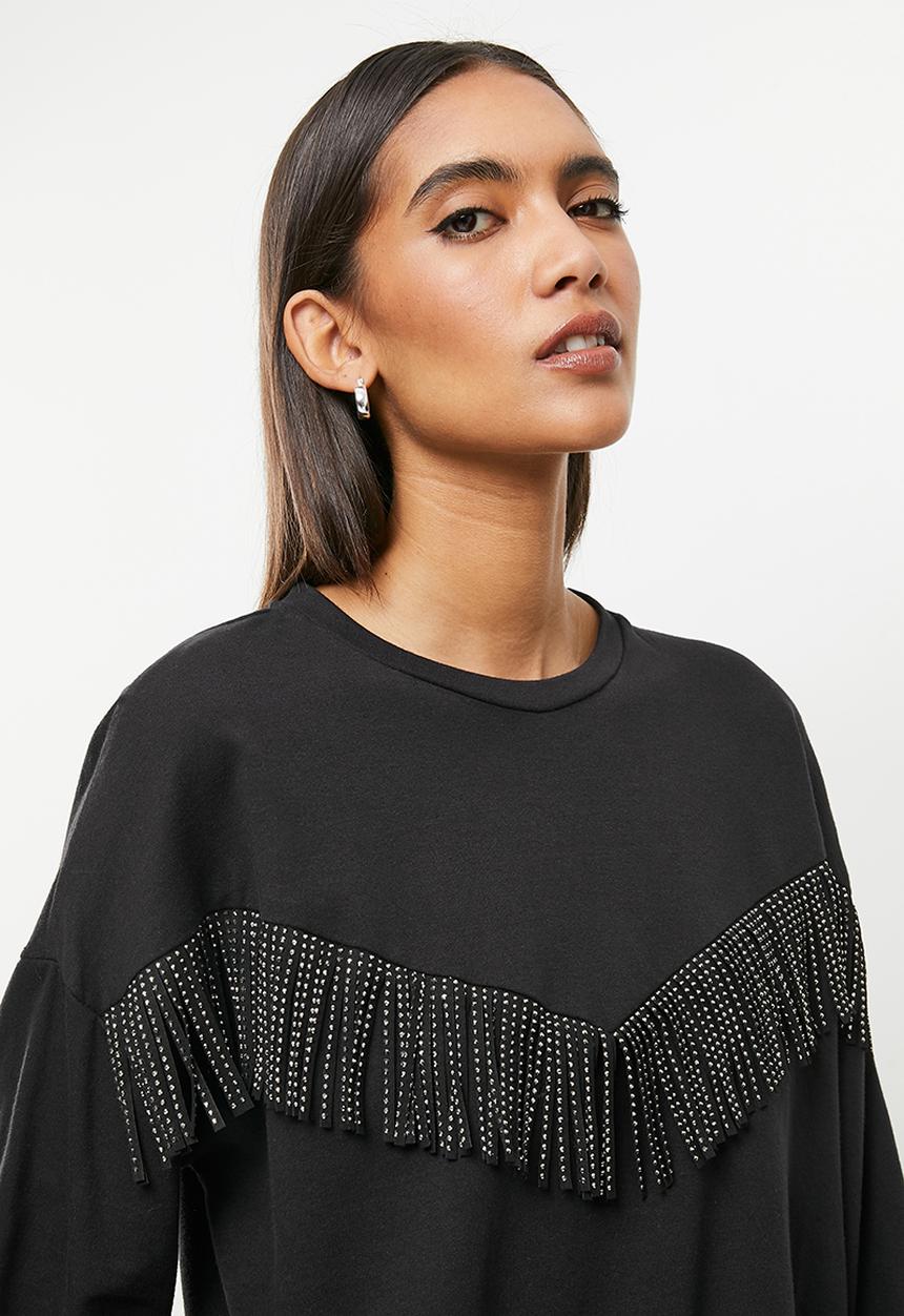 Me&B - Balloon sleeve sweatshirt - black