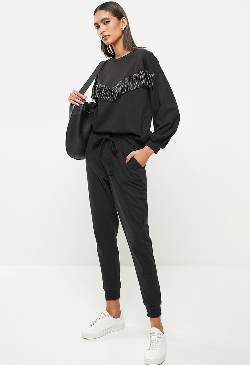 Me&B - Cotton fleece pants - black