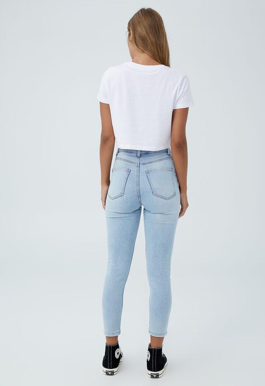 Cotton On - High rise cropped super stretch - swell blue pockets