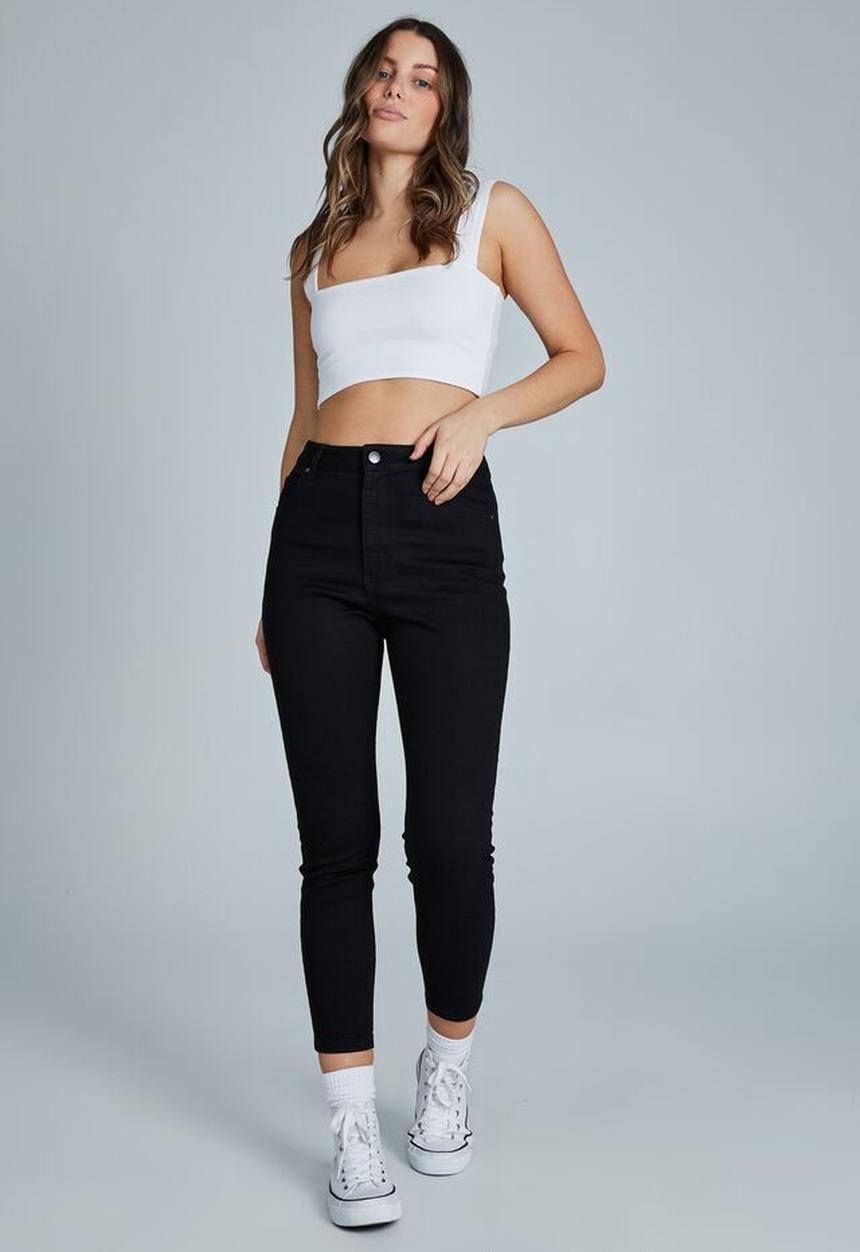 Cotton On - High rise cropped skinny jean - true black