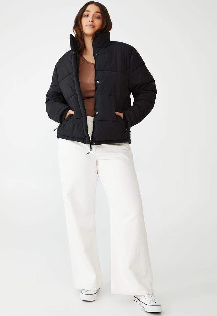 Cotton On - Curve recycled mother puffer jacket - black