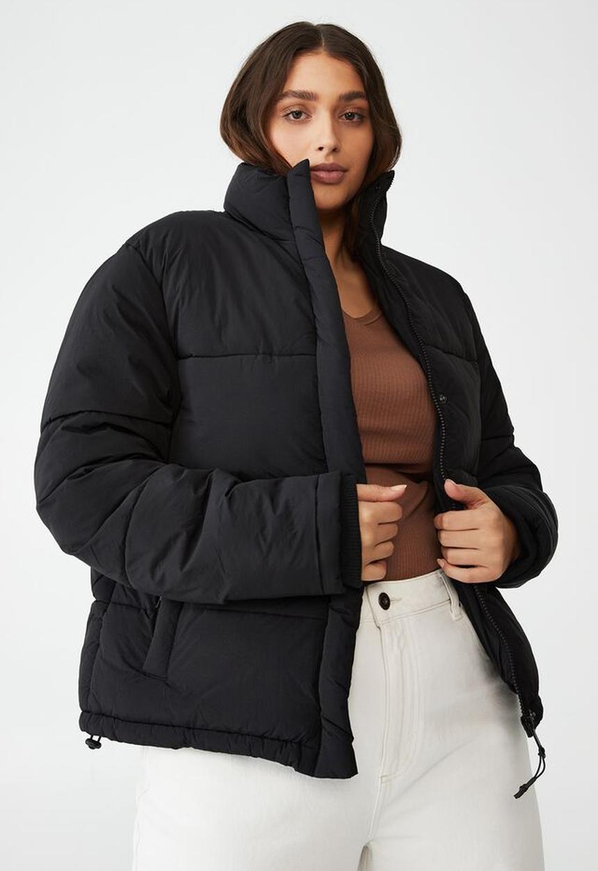 Cotton On - Curve recycled mother puffer jacket - black