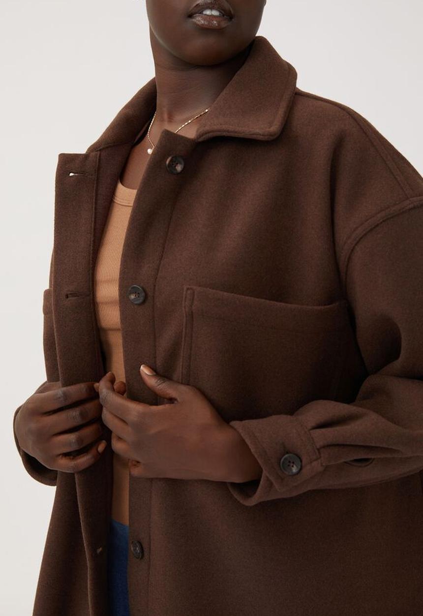 Cotton On - Curve boxy shacket - brown