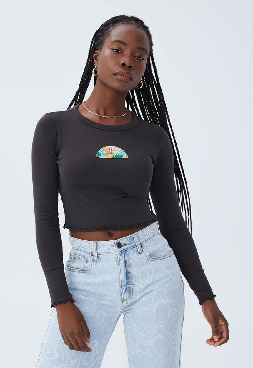 Cotton On - Crew neck graphic long sleeve - desert daze/washed black