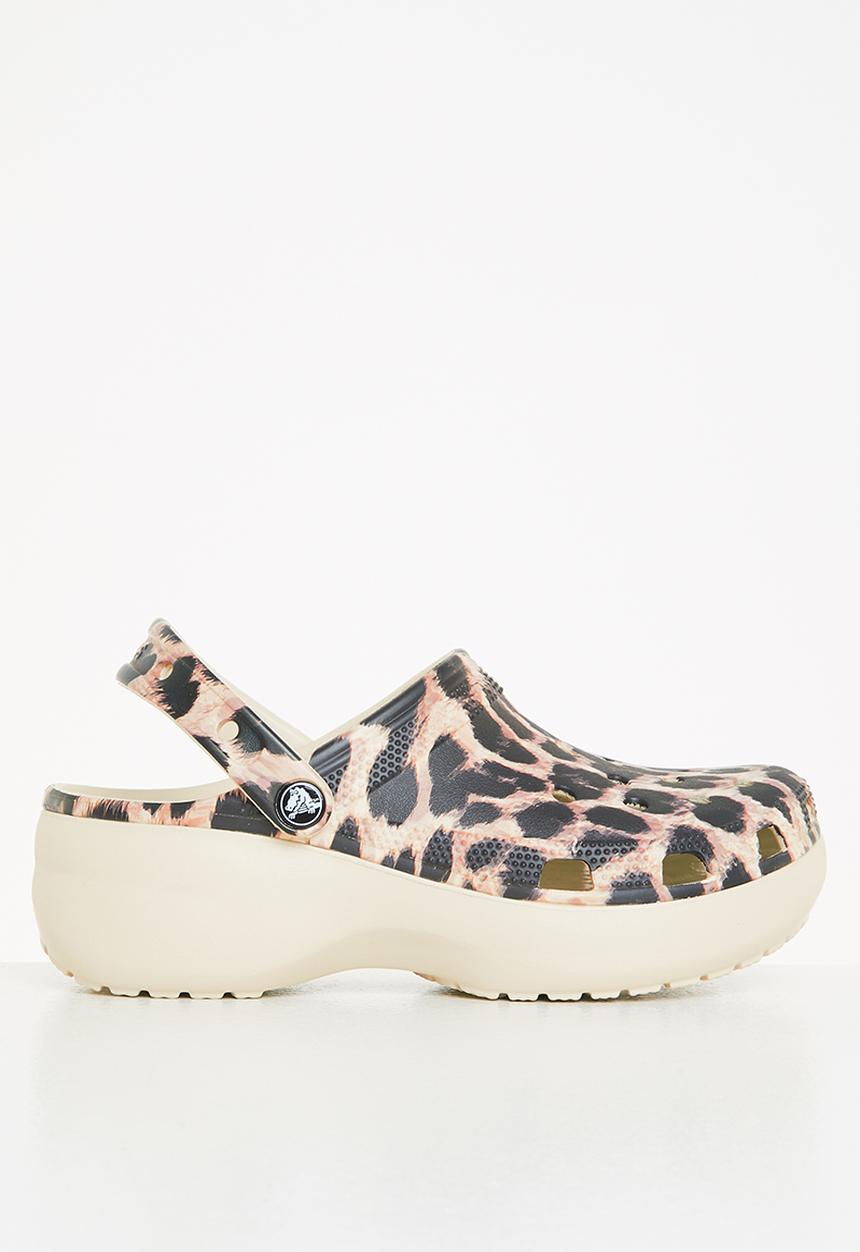 Crocs - Classic platform animal remix clog w - bone & leopard