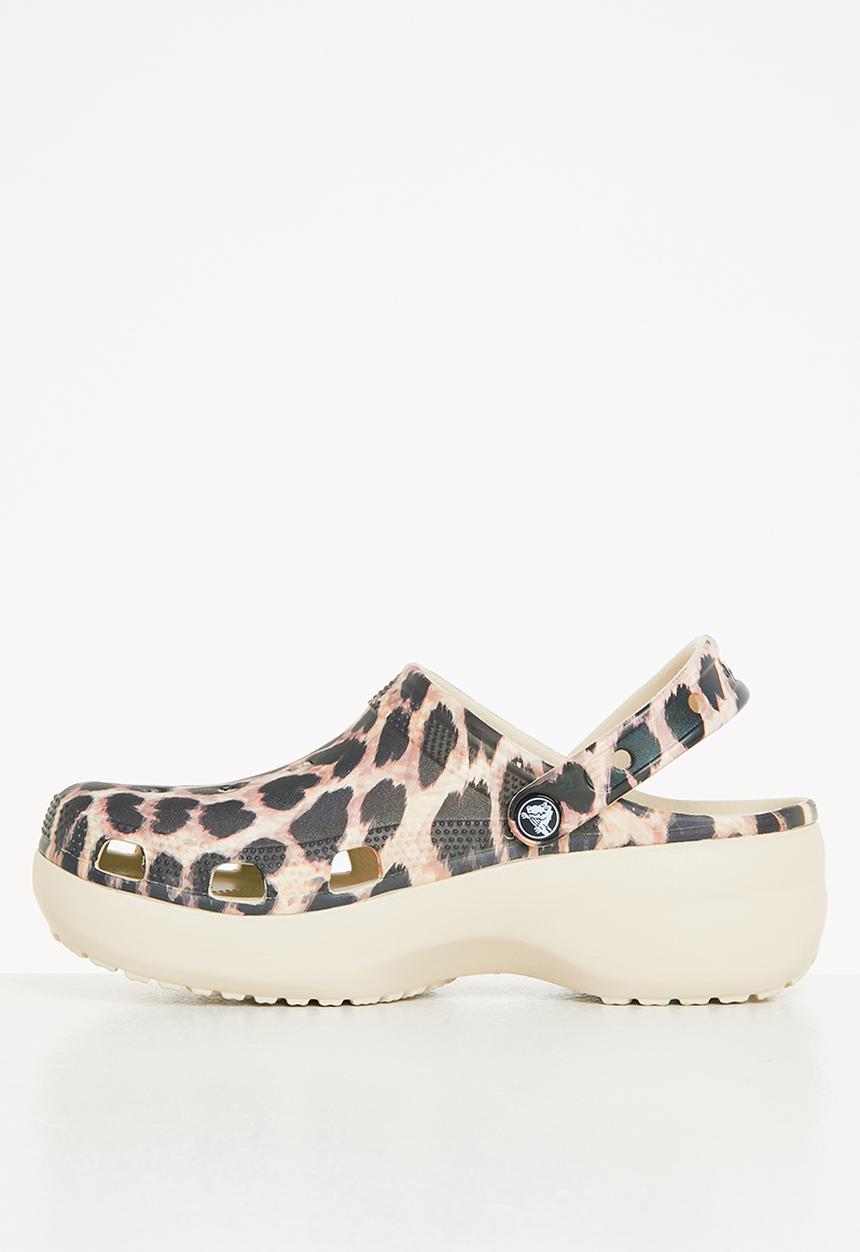 Crocs - Classic platform animal remix clog w - bone & leopard