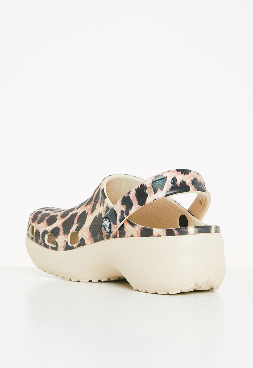 Crocs - Classic platform animal remix clog w - bone & leopard