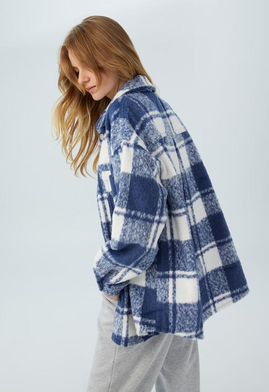 Cotton On - The boxy shacket - block check blue & white