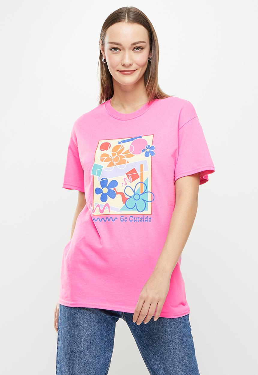 Daisy Street - Abstract floral tyler tee - pink
