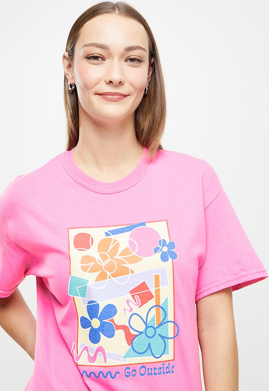 Daisy Street - Abstract floral tyler tee - pink