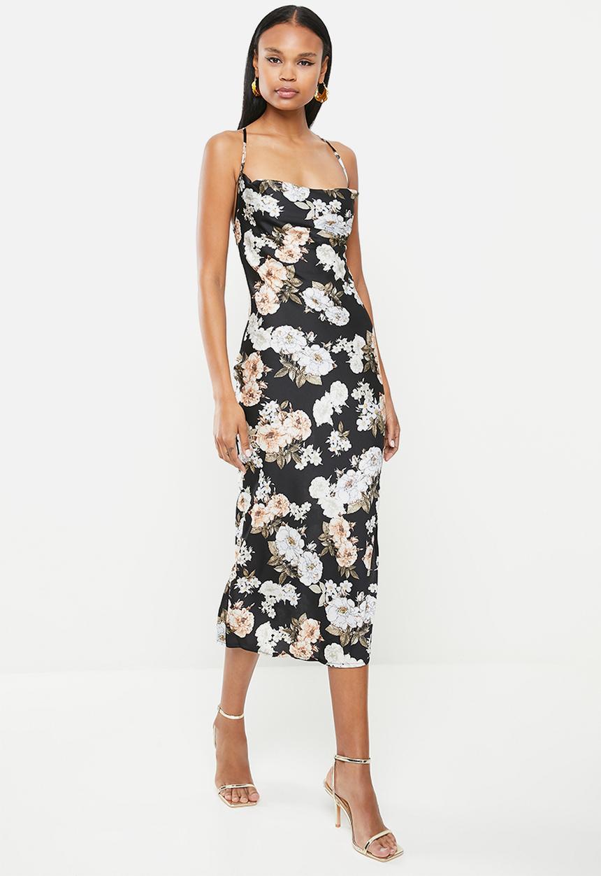 Missguided - Cowl cami midaxi dress floral - black