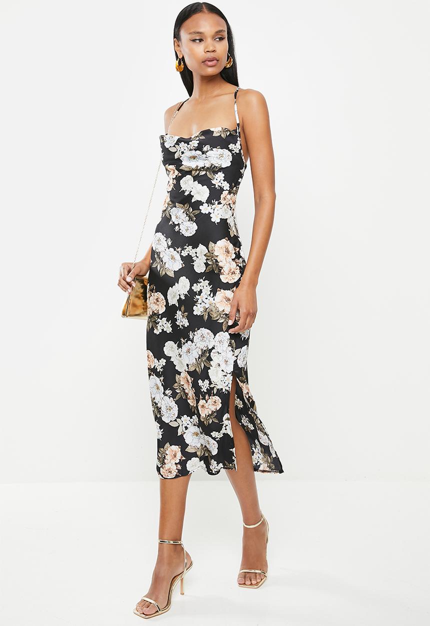 Missguided - Cowl cami midaxi dress floral - black