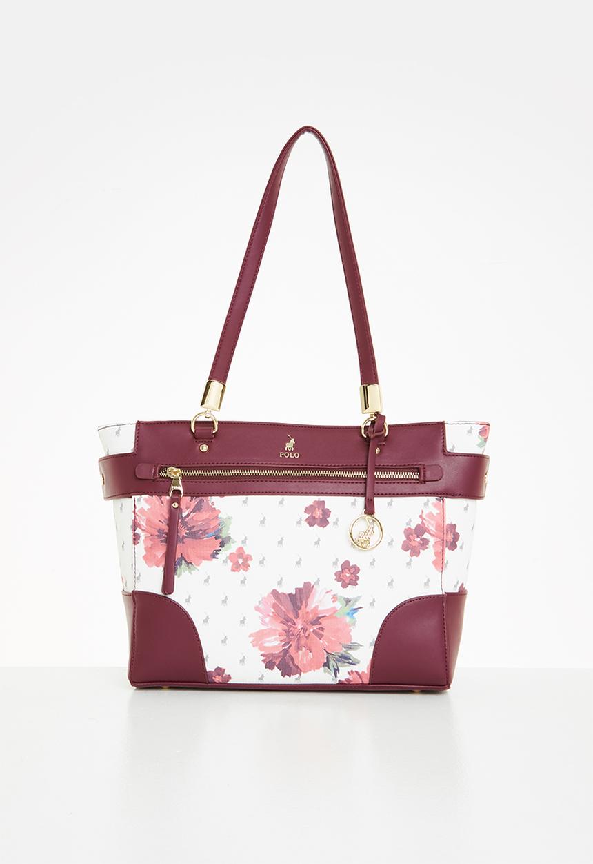POLO - Floral tote bag - berry