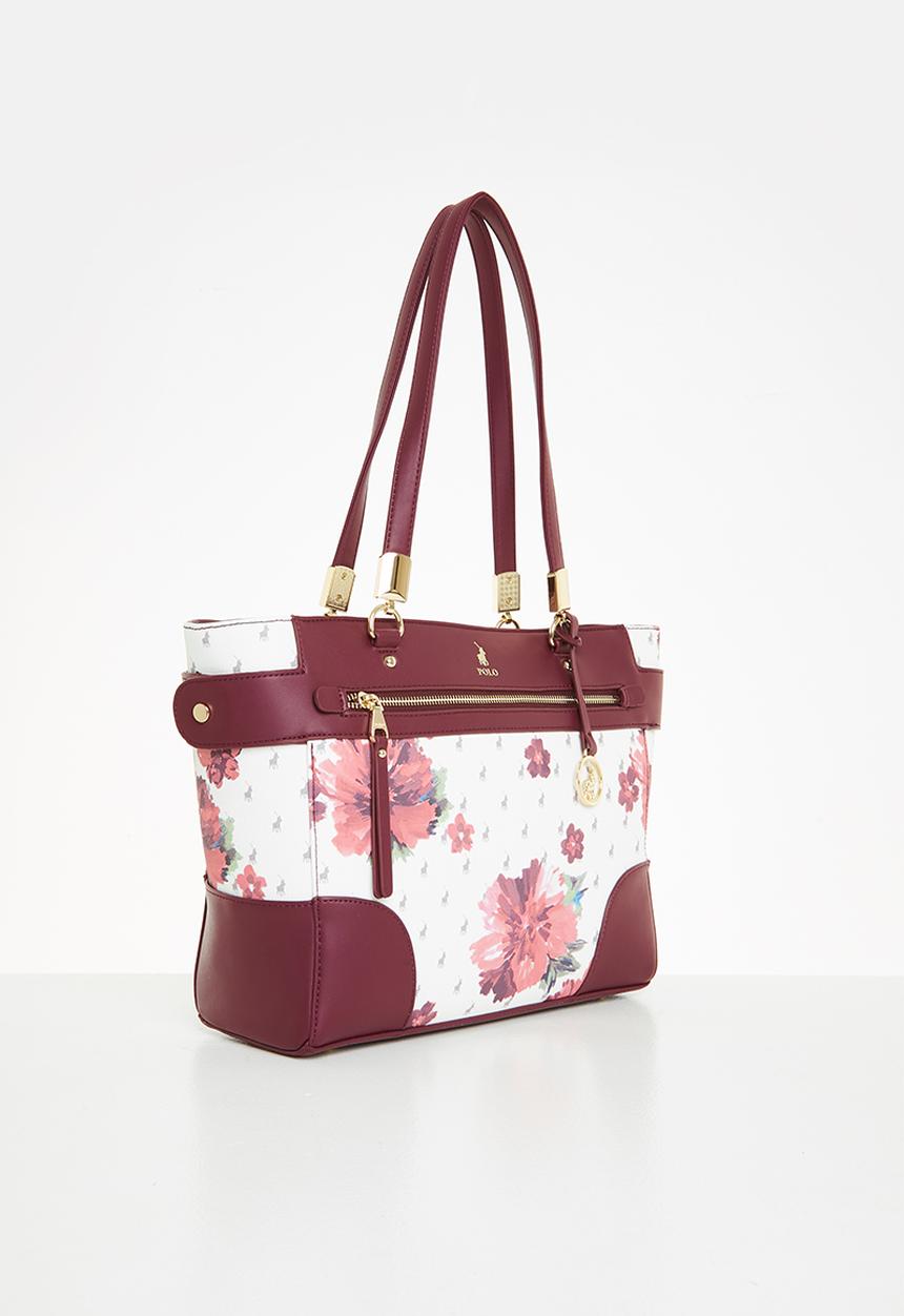 POLO - Floral tote bag - berry