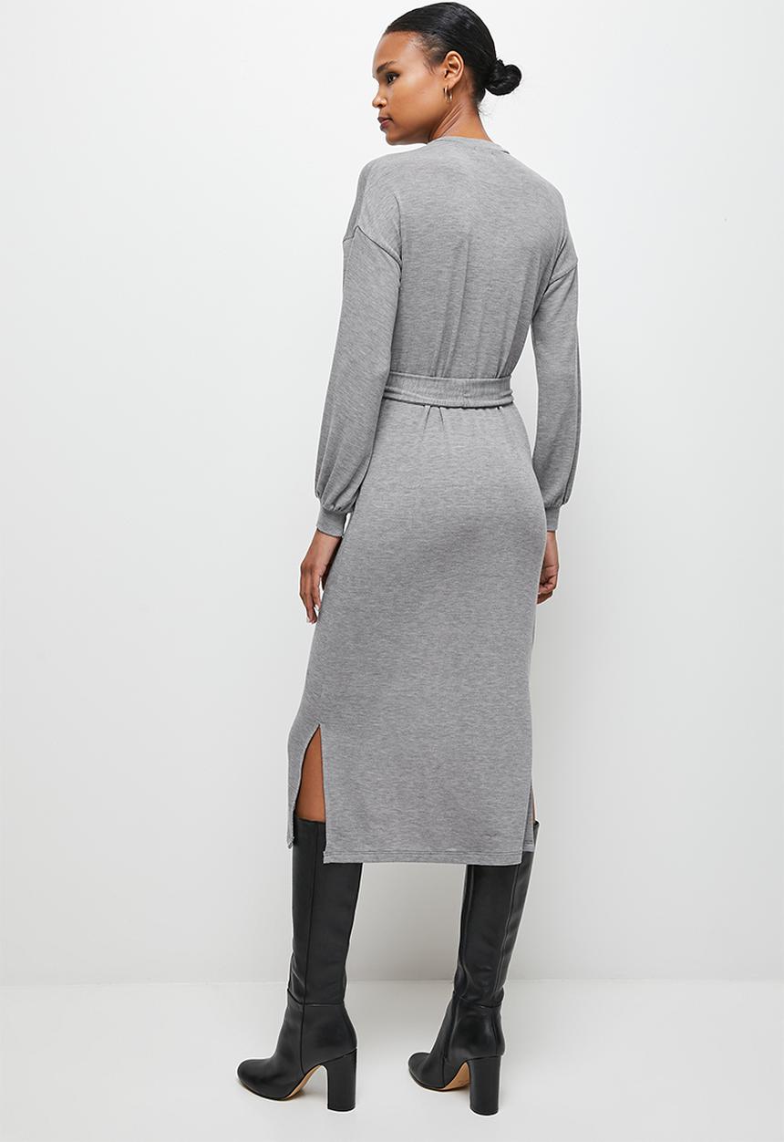 edit - Funnel neck warm handle midi - grey melange