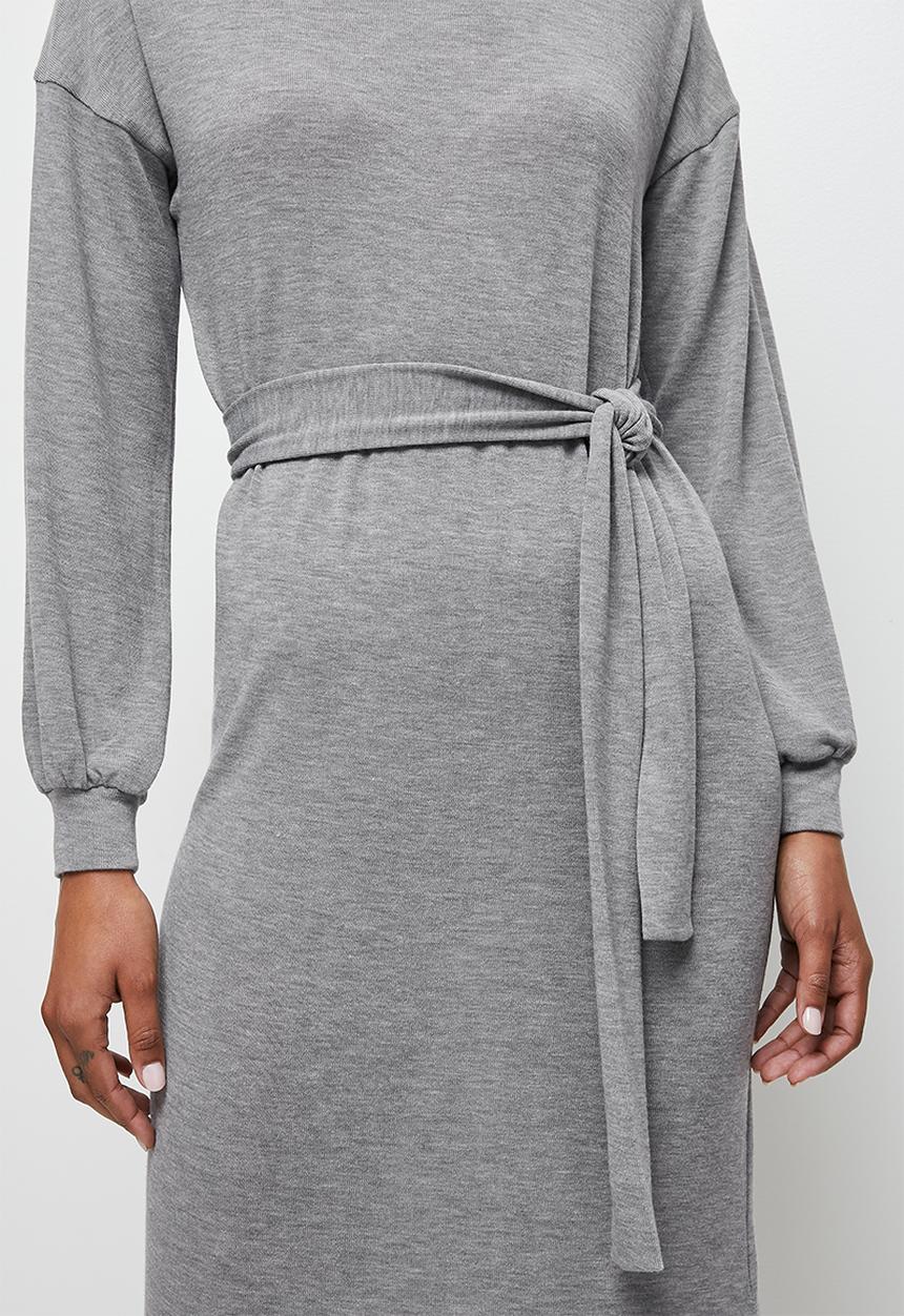 edit - Funnel neck warm handle midi - grey melange