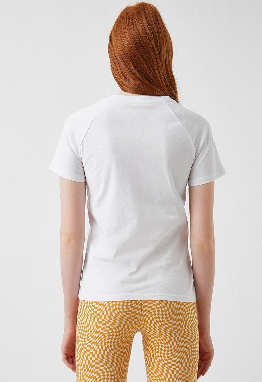 Koton - Printed short sleeve cotton T-shirt - ecru