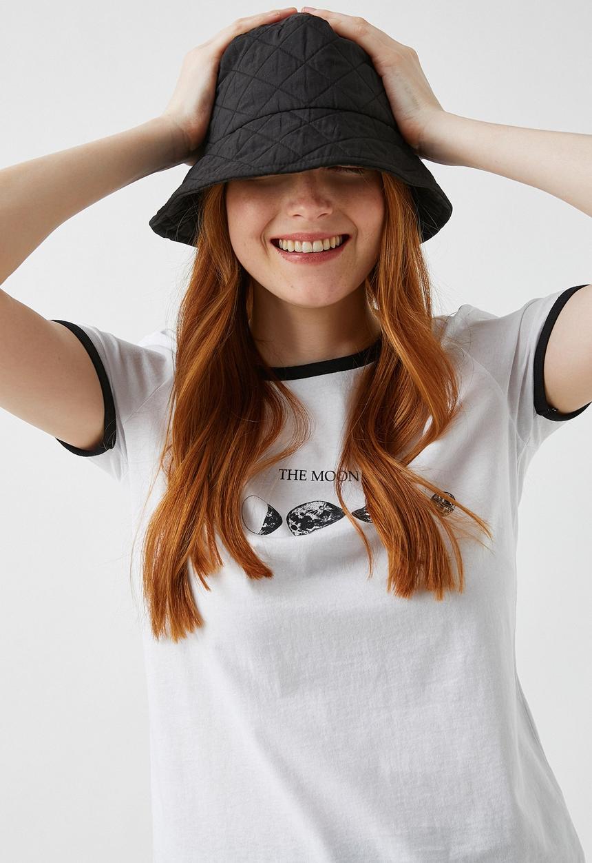 Koton - Printed short sleeve cotton T-shirt - off white