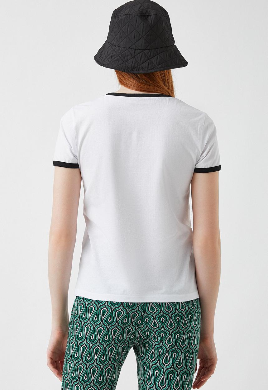 Koton - Printed short sleeve cotton T-shirt - off white