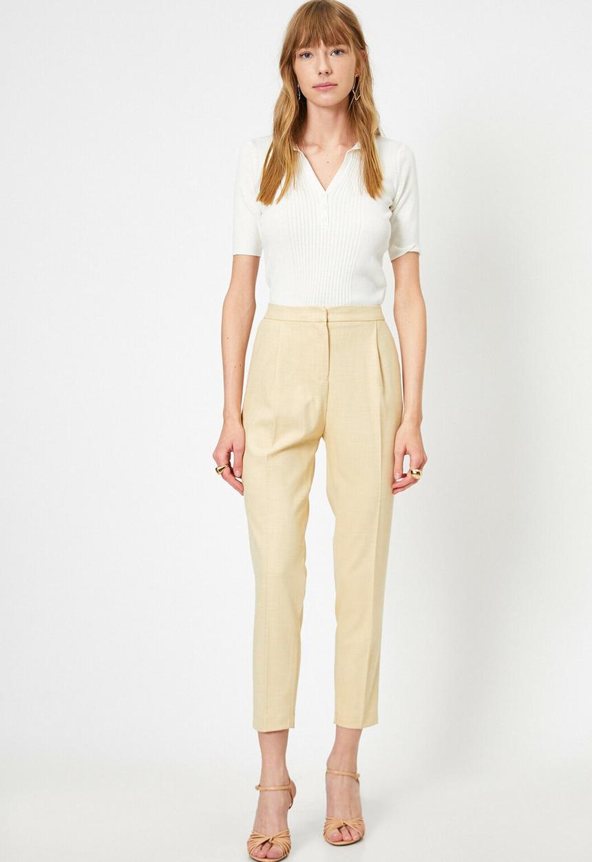 Koton - Medium rise ankle grazer trousers - yellow