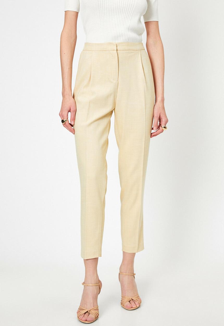 Koton - Medium rise ankle grazer trousers - yellow