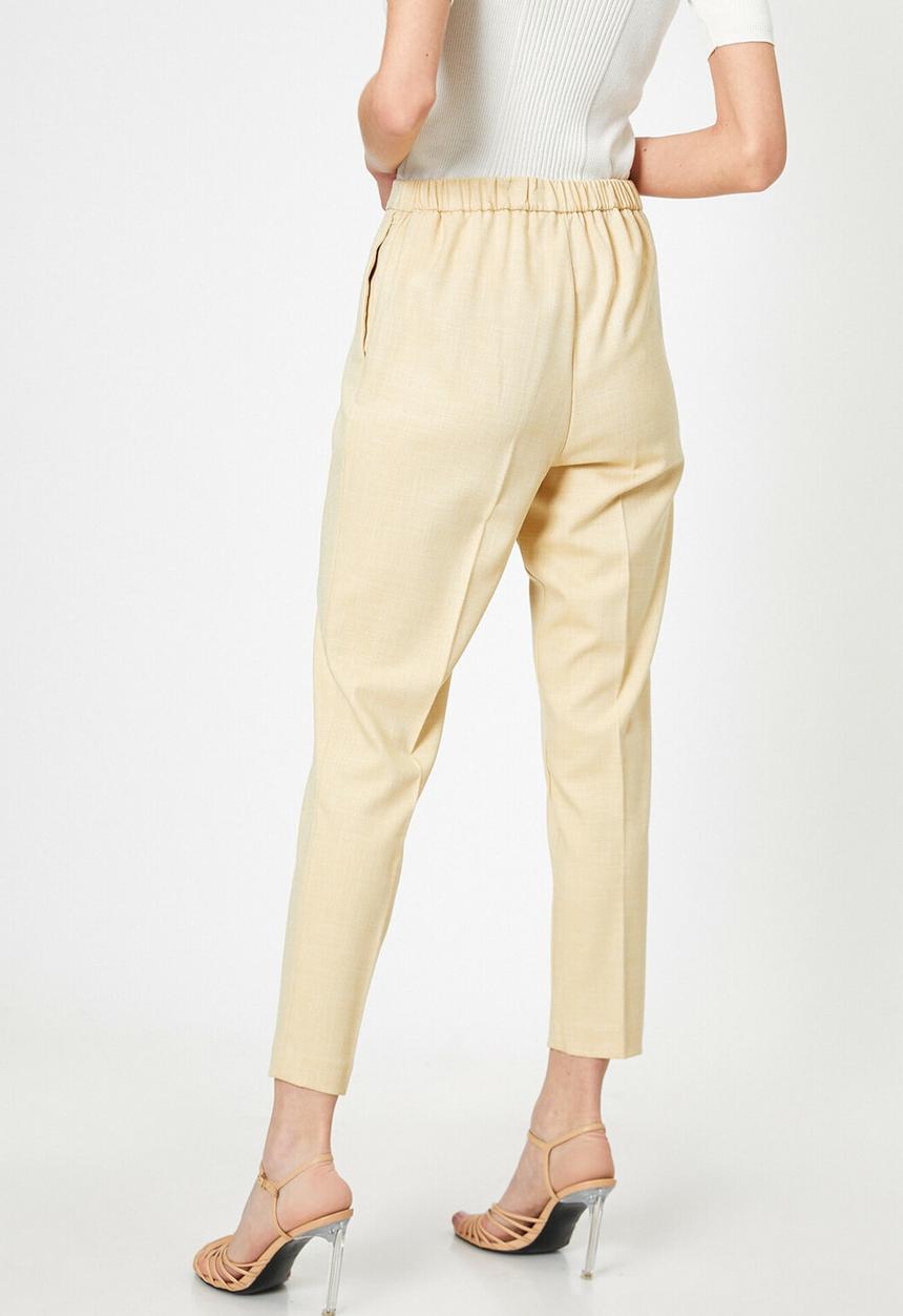 Koton - Medium rise ankle grazer trousers - yellow