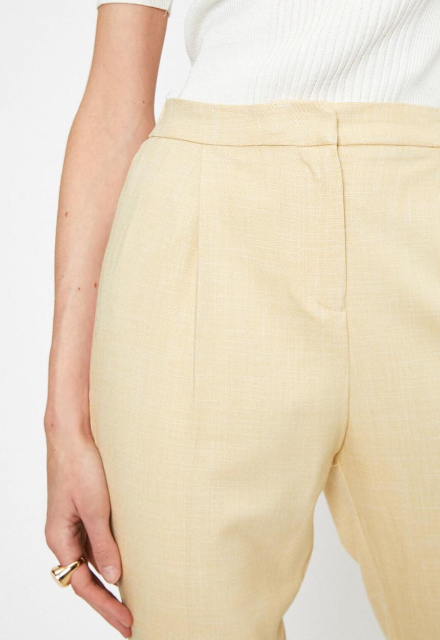 Koton - Medium rise ankle grazer trousers - yellow
