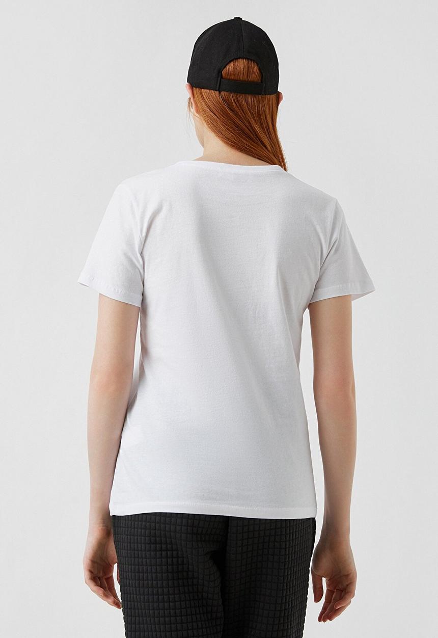 Koton - Printed short sleeve cotton T-shirt - ecru