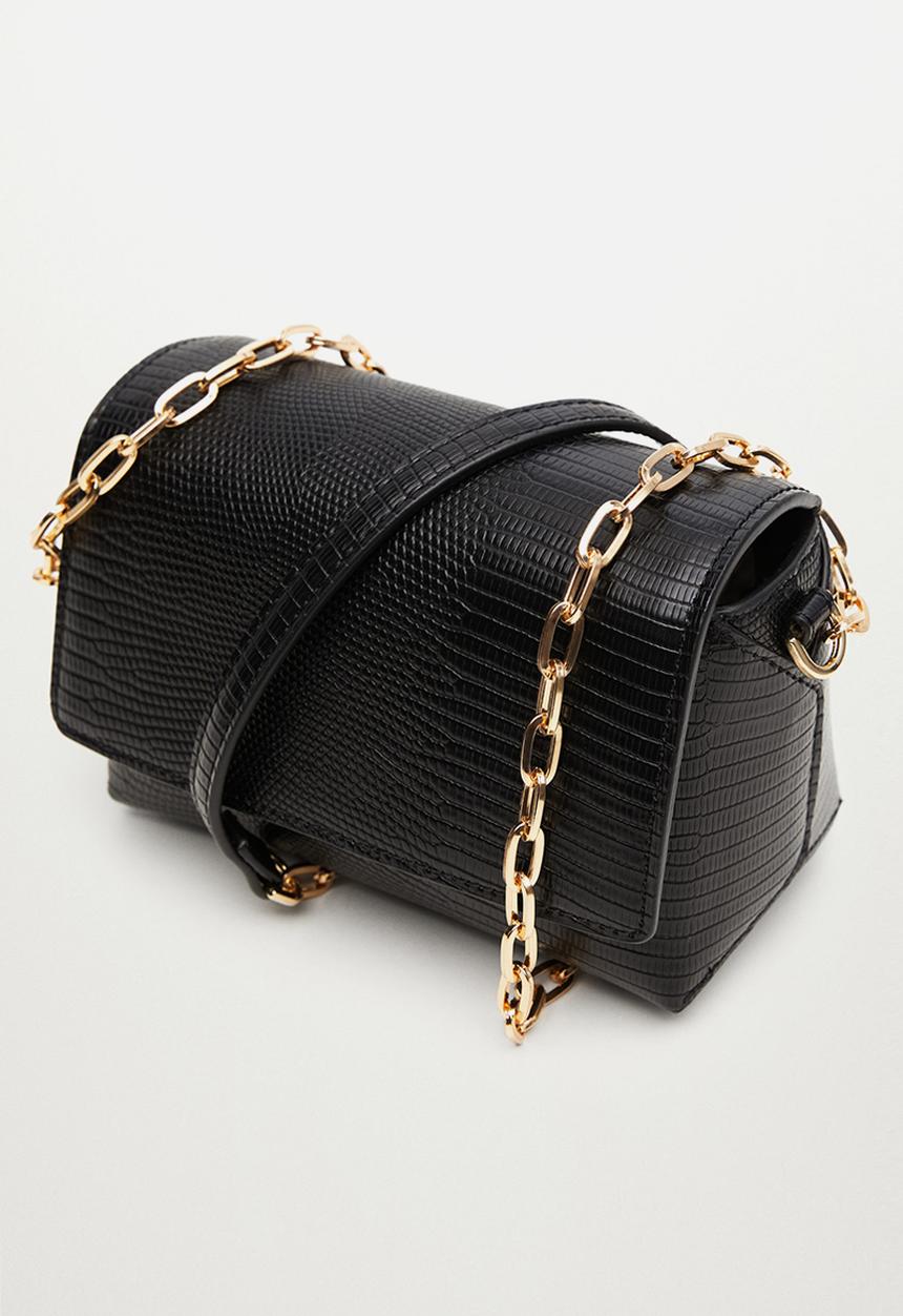 MANGO - Crossbody bag with chain - black