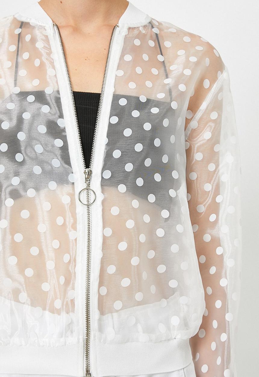 Koton - Tulle polka dot jacket - ecru